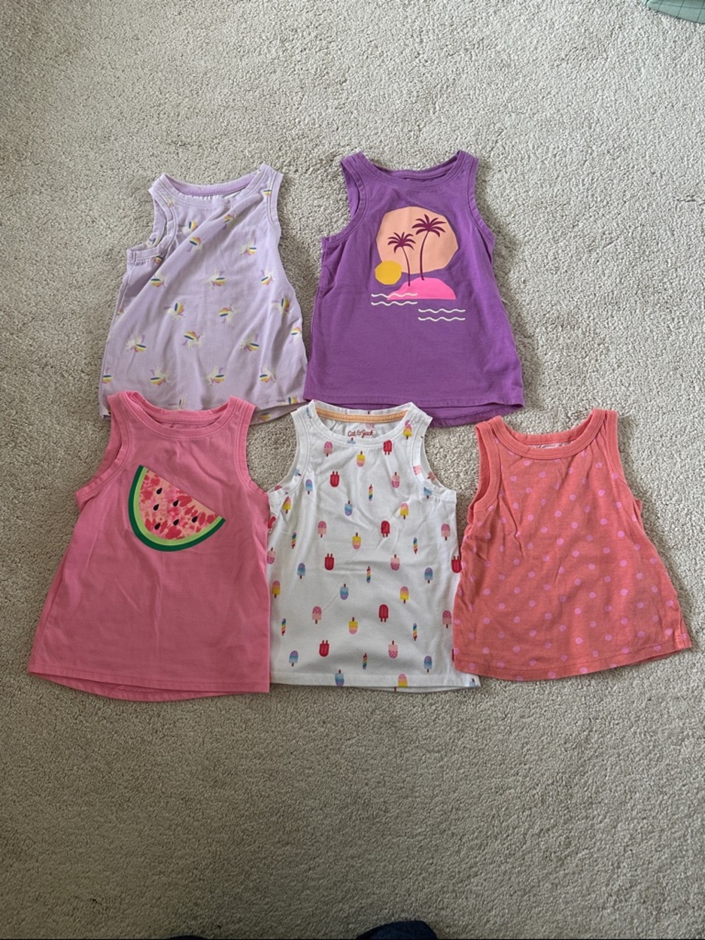 Cat & Jack Girls' Tank Top Set - Purple, Pink, White, Coral